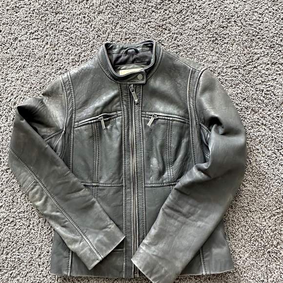 Grey Leather Jacket - Picture 2 of 4